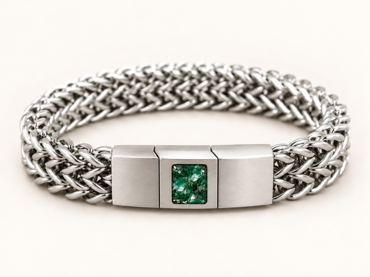 Men’s Stainless Steel Woven Memorial Ashes Bracelet