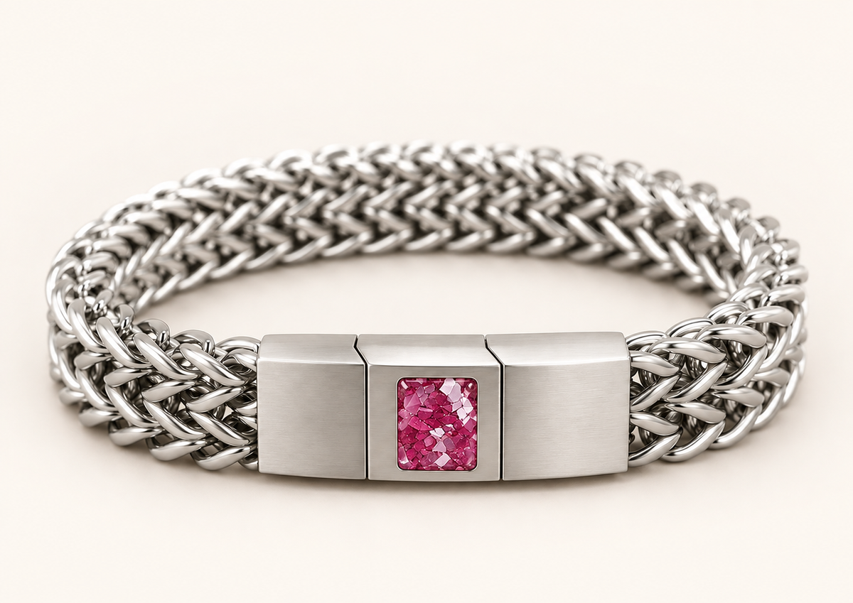 Men’s Stainless Steel Woven Memorial Ashes Bracelet