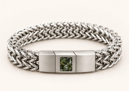 Men’s Stainless Steel Woven Memorial Ashes Bracelet