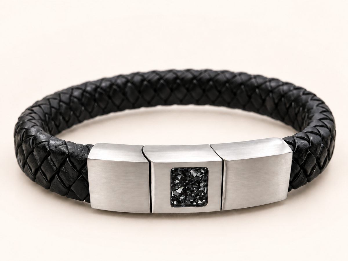 Men’s Leather Memorial Ashes Bracelet
