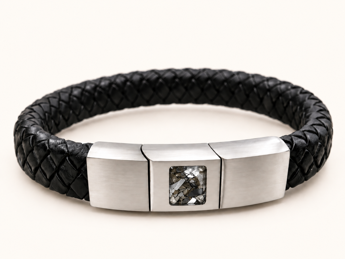 Men’s Leather Memorial Ashes Bracelet