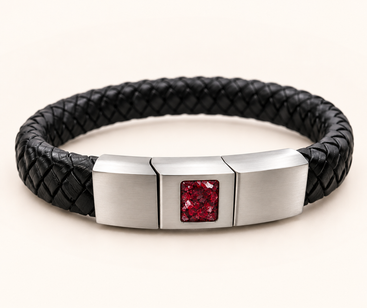 Men’s Leather Memorial Ashes Bracelet