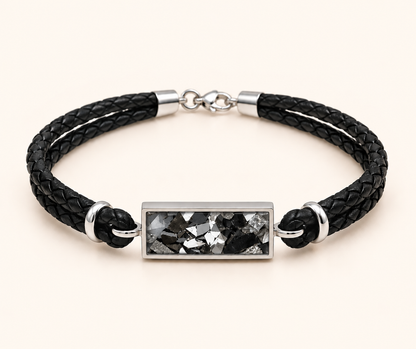 Men’s Double Braid Leather Memorial Ashes Bracelet