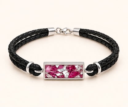 Men’s Double Braid Leather Memorial Ashes Bracelet