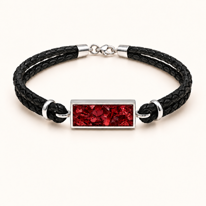 Men’s Double Braid Leather Memorial Ashes Bracelet