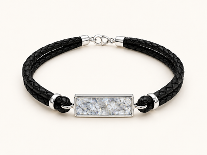 Men’s Double Braid Leather Memorial Ashes Bracelet