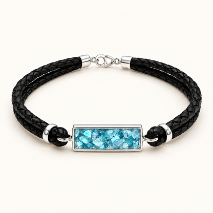 Men’s Double Braid Leather Memorial Ashes Bracelet