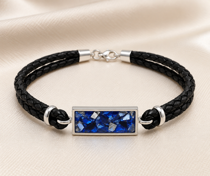 Men’s Double Braid Leather Memorial Ashes Bracelet