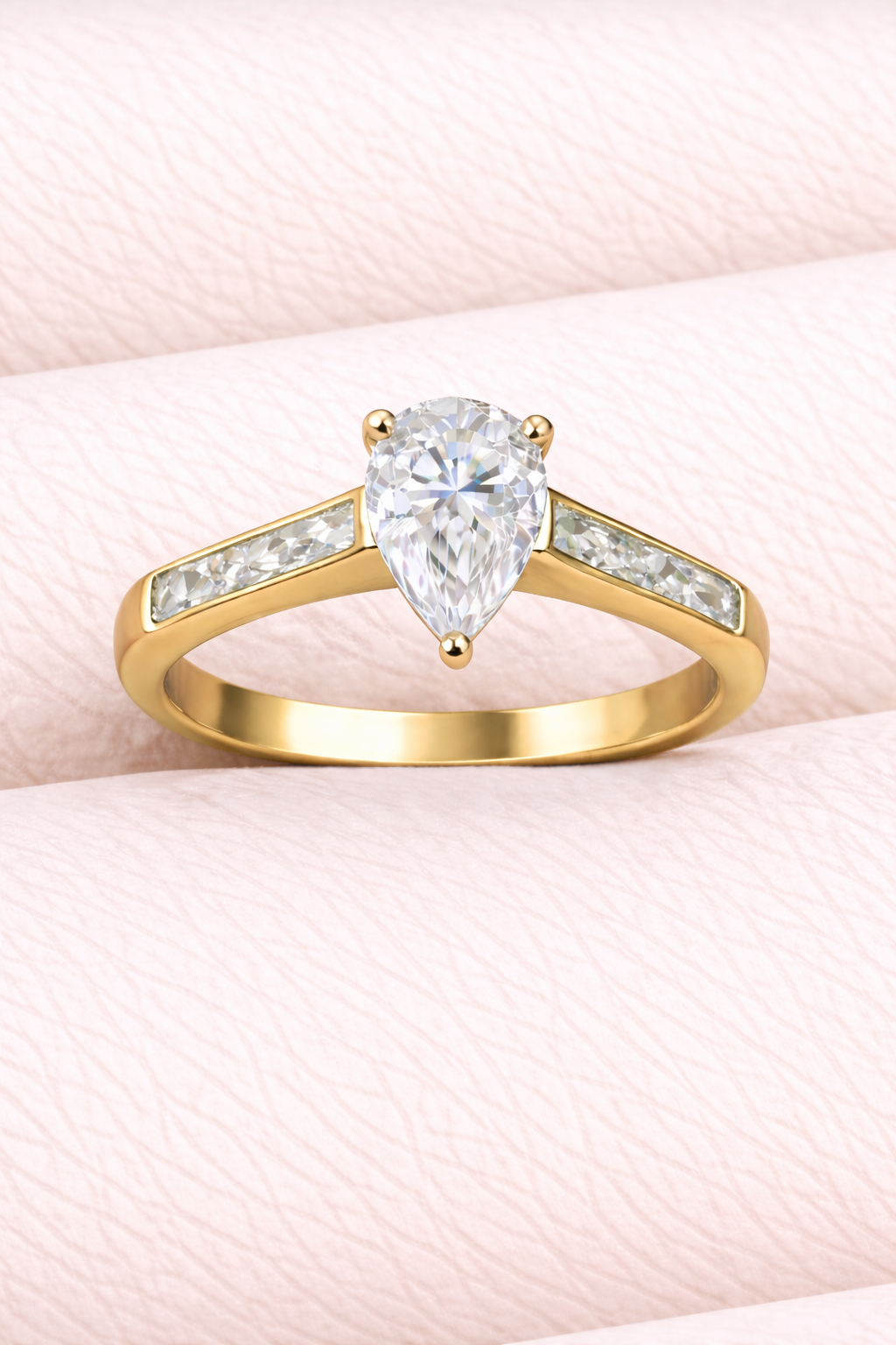 Moissanite Pear Ring