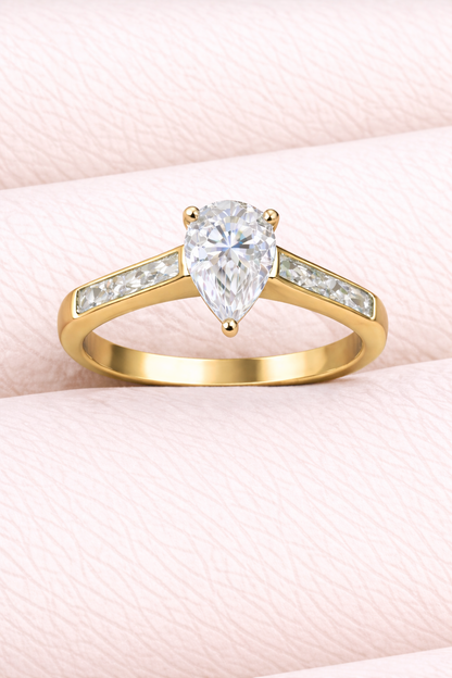 Moissanite Pear Ring