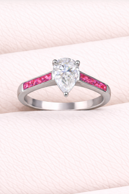 Moissanite Pear Ring