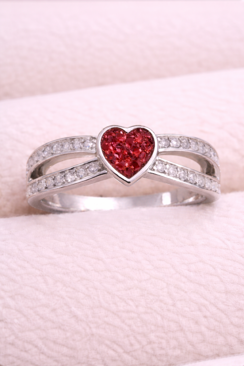 Heart Split CZ Memorial Ring