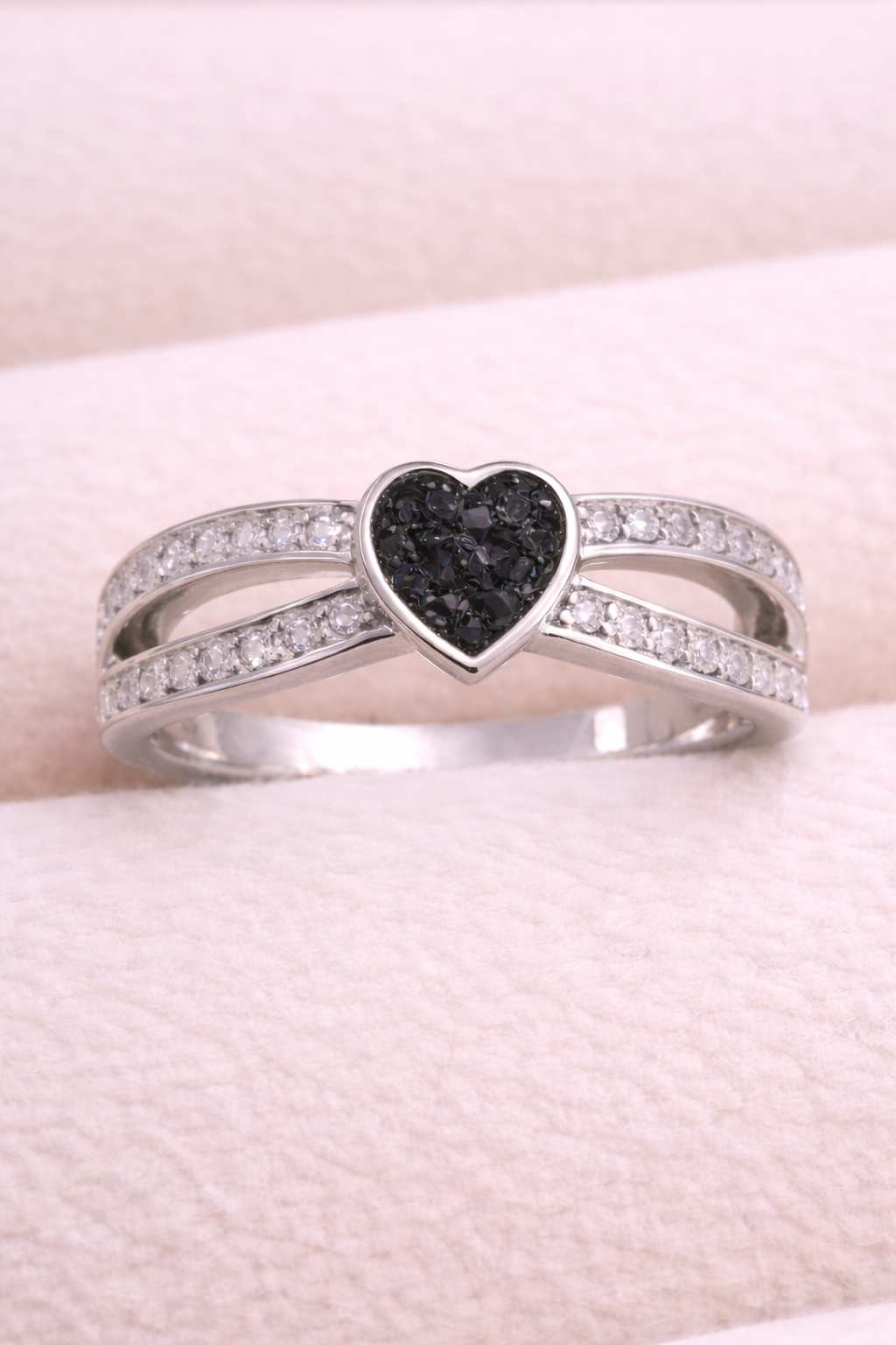 Heart Split CZ Memorial Ring