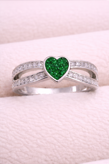 Heart Split CZ Memorial Ring