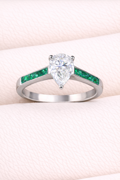 Moissanite Pear Ring