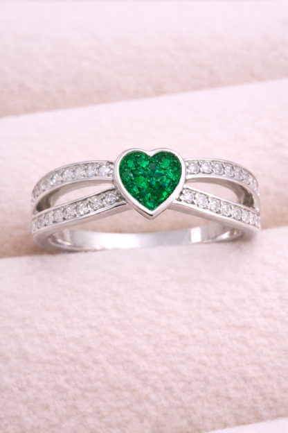 Heart Split CZ Memorial Ring