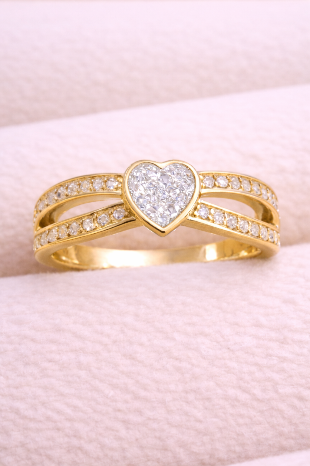 Heart Split CZ Memorial Ring