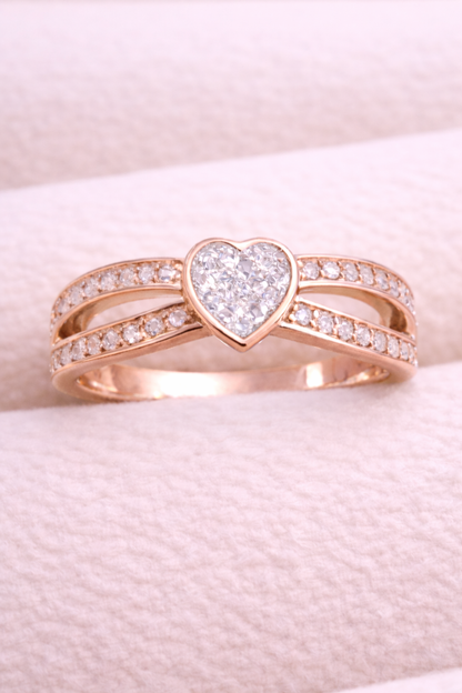Heart Split CZ Memorial Ring