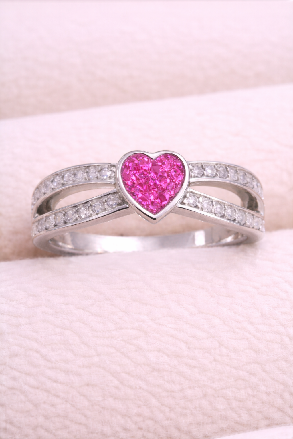 Heart Split CZ Memorial Ring