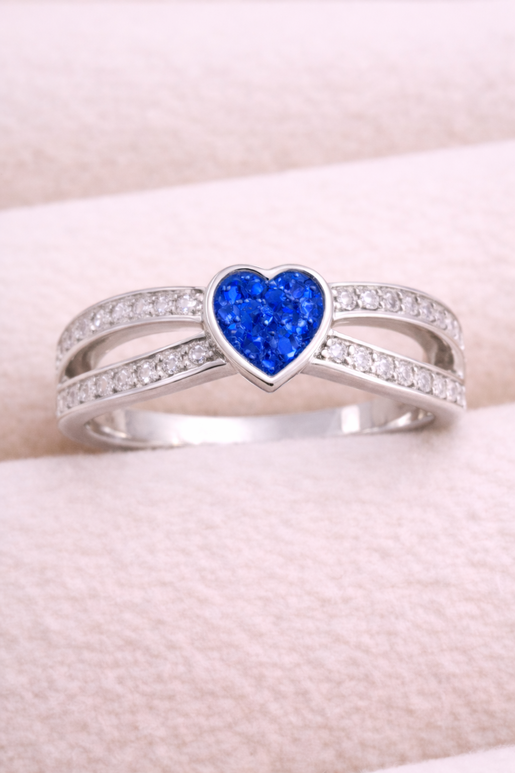 Heart Split CZ Memorial Ring