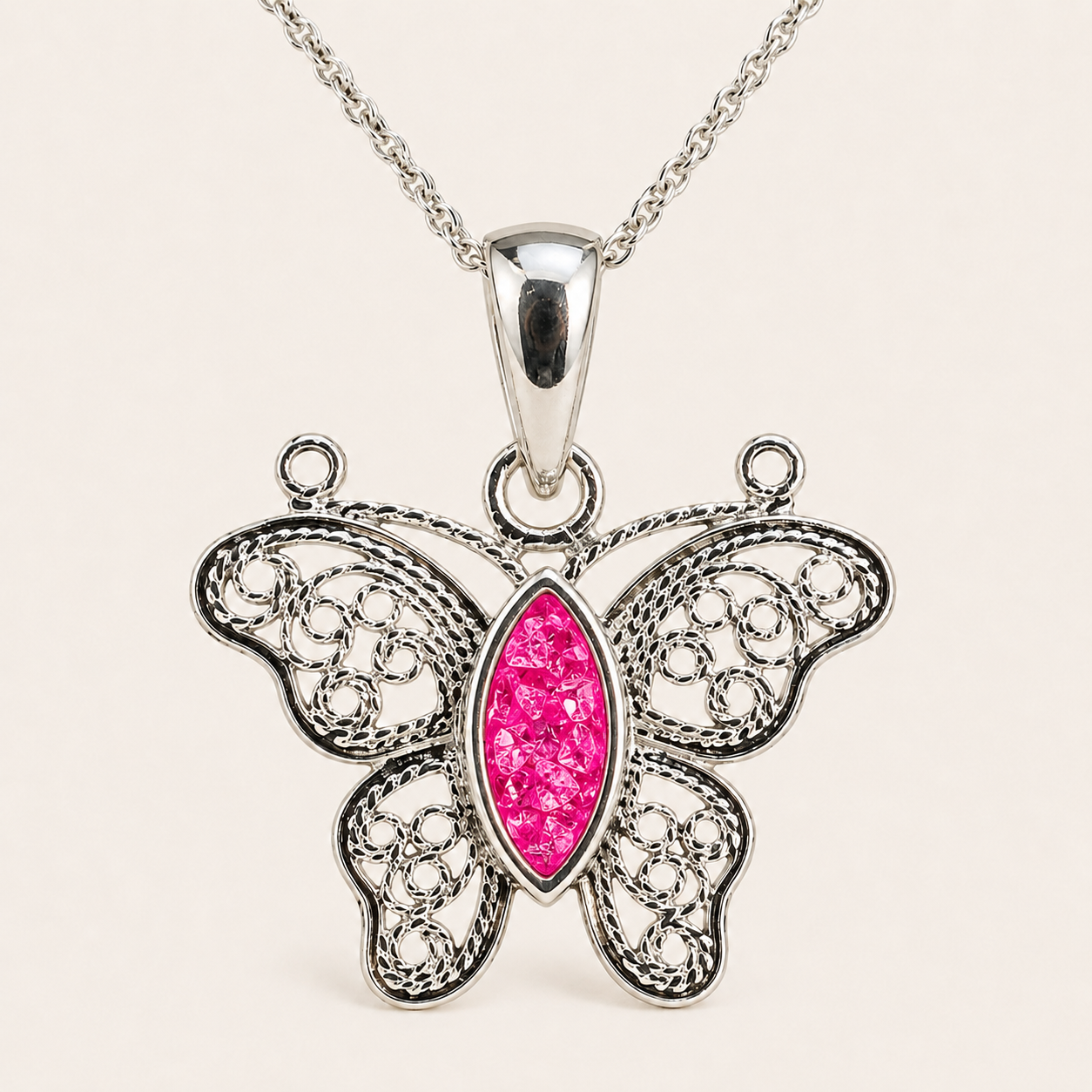 Aurora Sterling Silver Butterfly Memorial Necklace