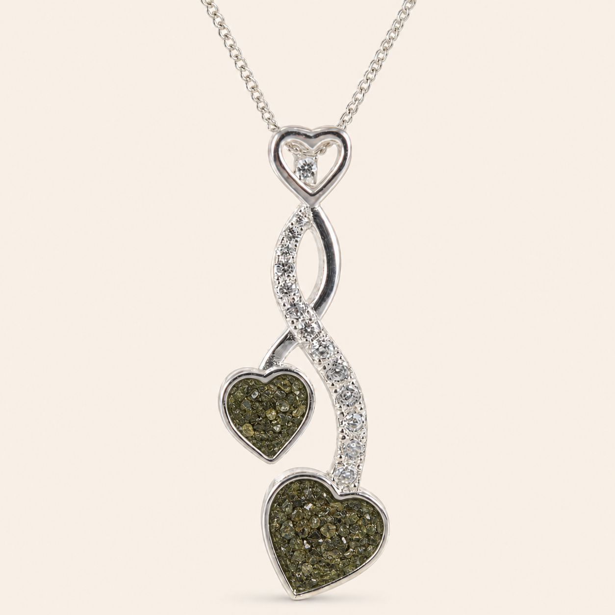 Amara Sterling Silver Double Heart Memorial Necklace