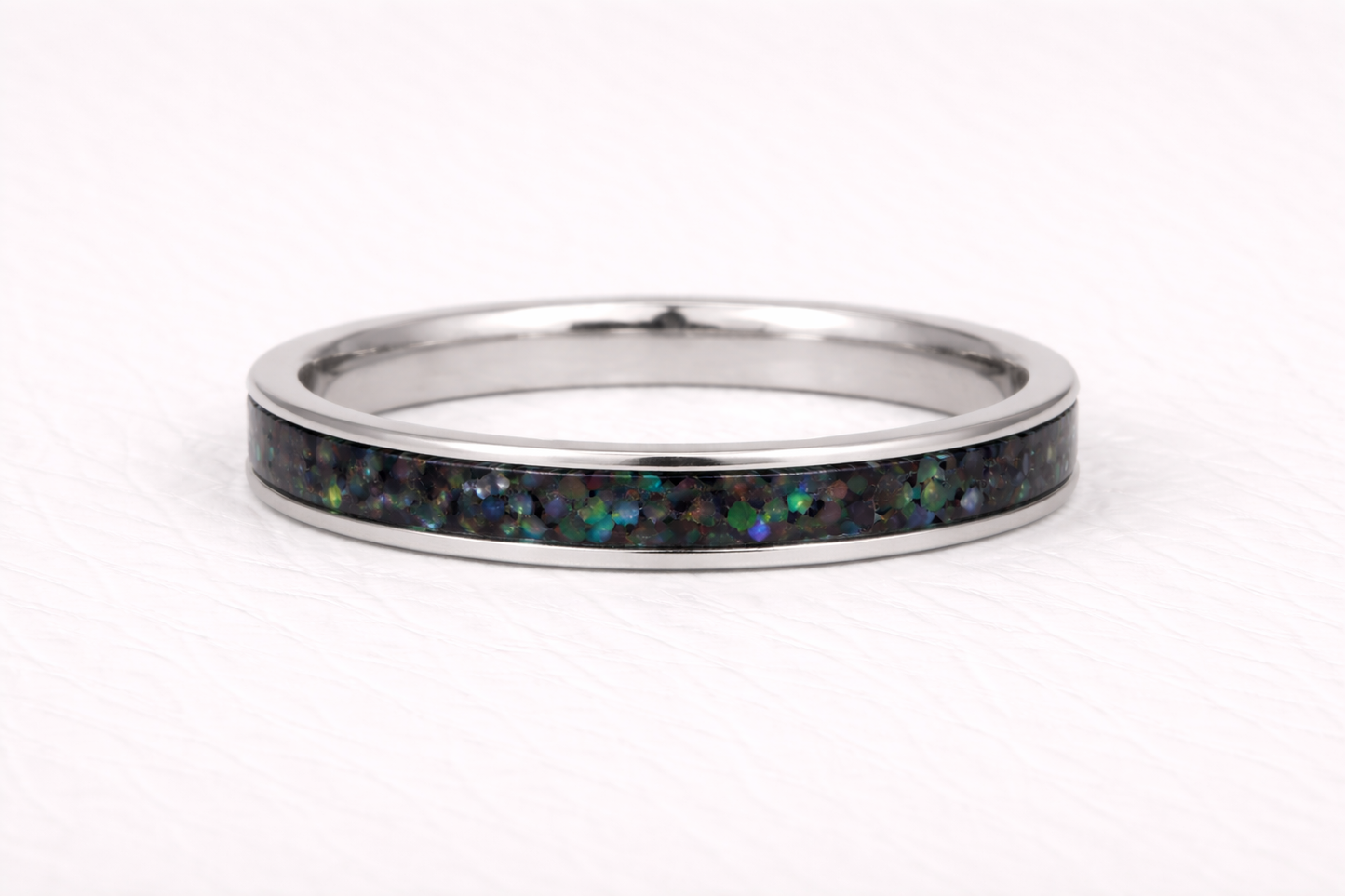 black opal ring in high-quality sterling silver band