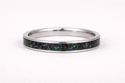 black opal ring in high-quality sterling silver band