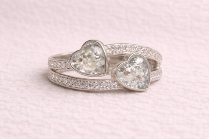 Olivia Diamanté Double Heart Ring