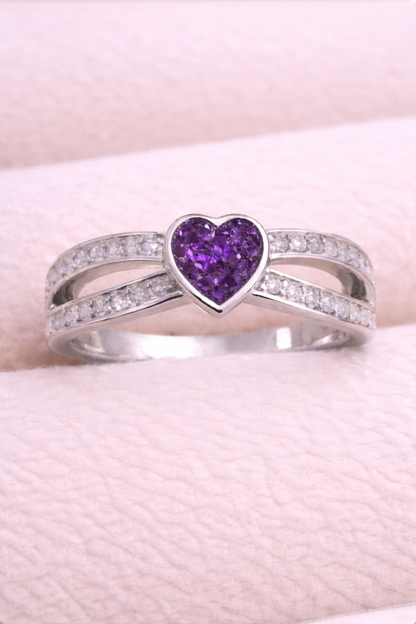 Heart Split CZ Memorial Ring