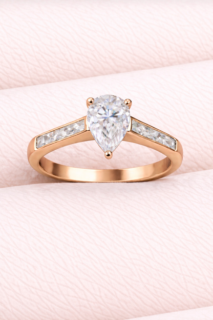 Moissanite Pear Ring