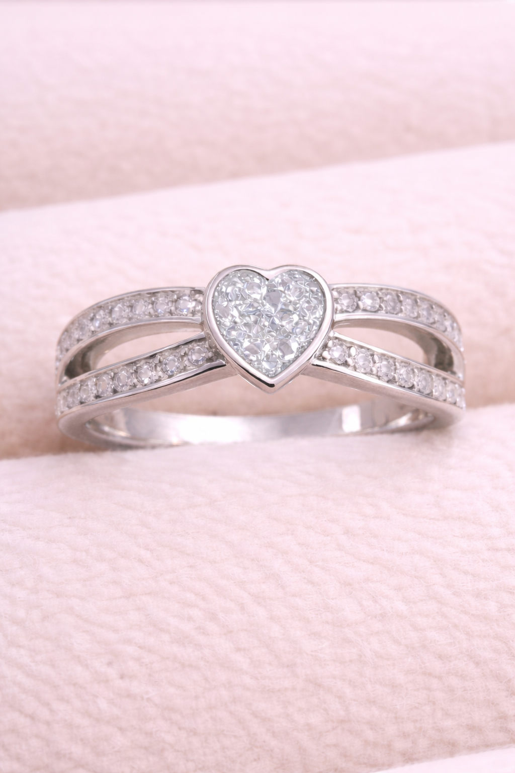 Heart Split CZ Memorial Ring