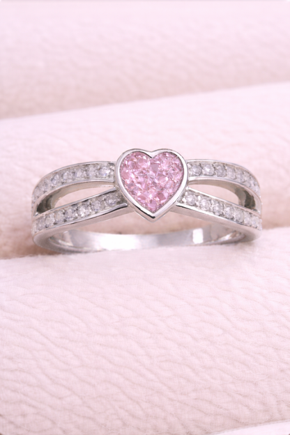 Heart Split CZ Memorial Ring