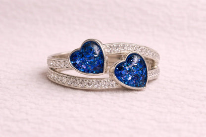 Olivia Diamanté Double Heart Ring
