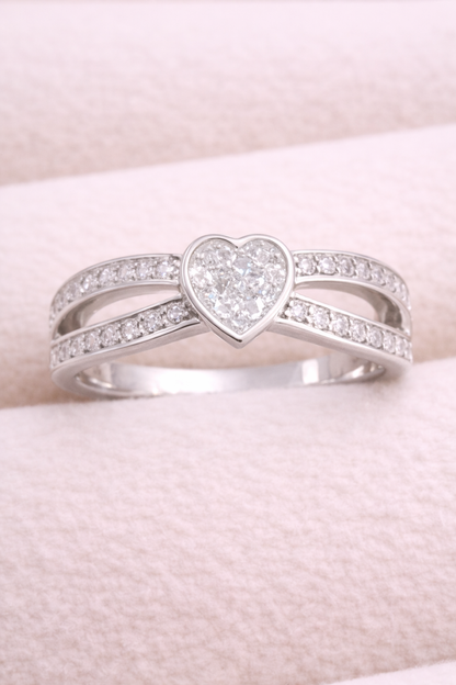 Heart Split CZ Memorial Ring