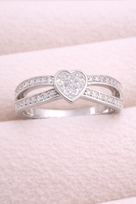 Heart Split CZ Ring