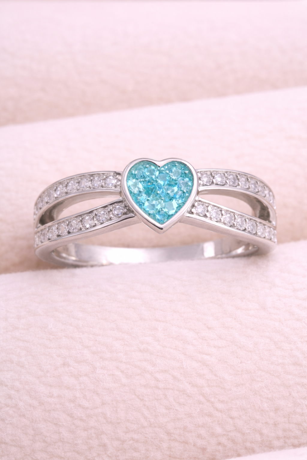 Heart Split CZ Memorial Ring