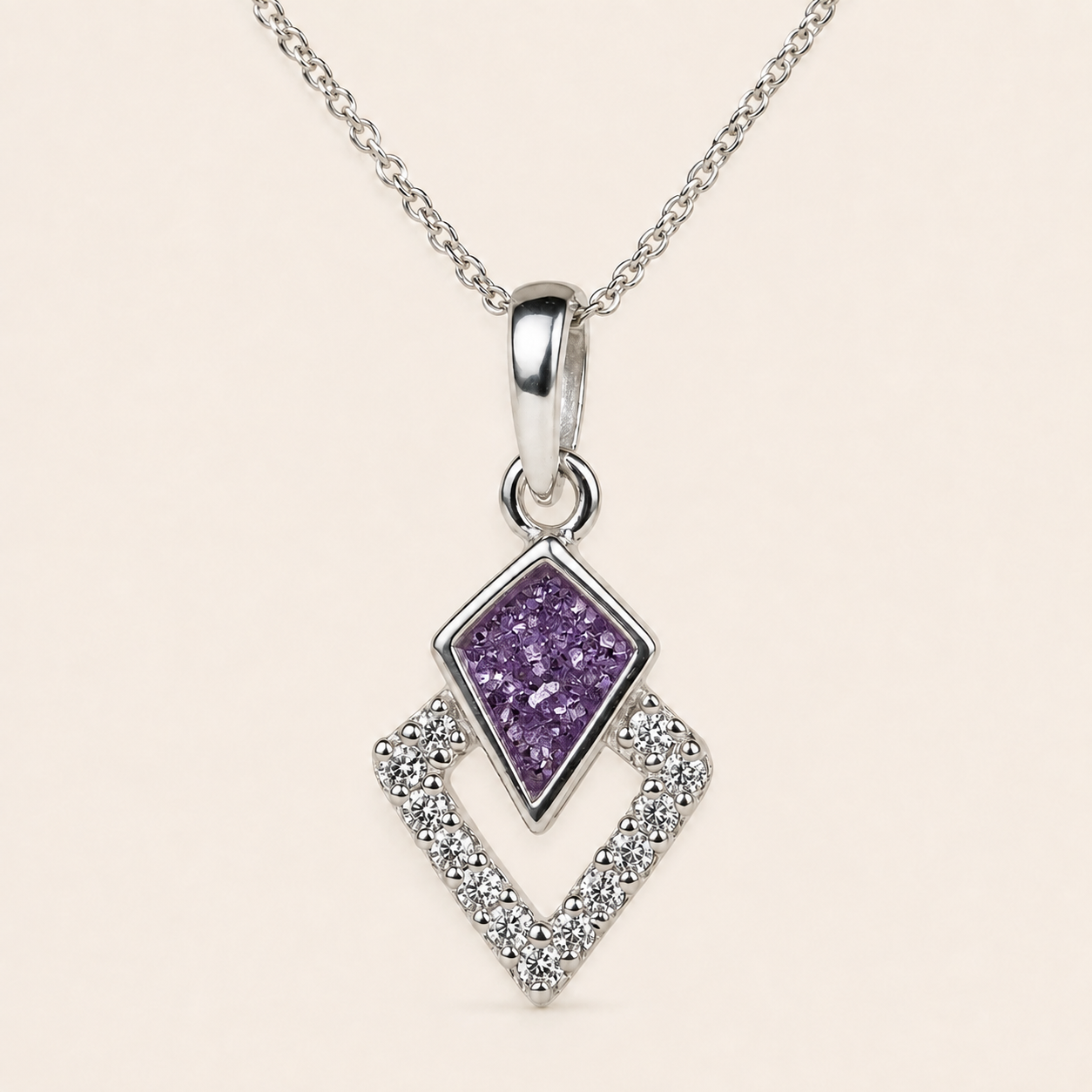 Aria Sterling Silver Geometric Memorial Necklace